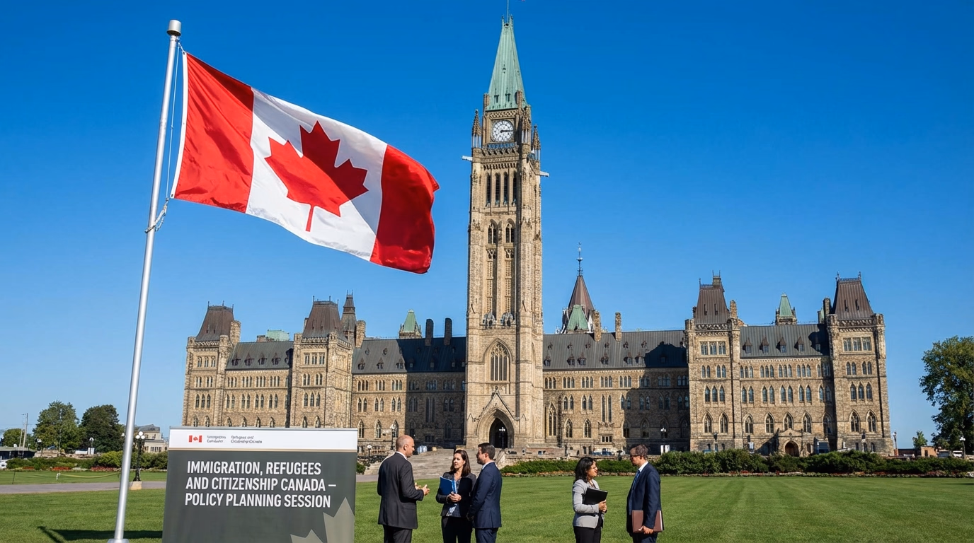 Parlamento do Canadá em Ottawa com bandeira canadense